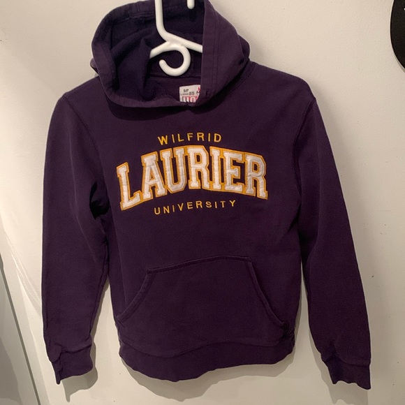 Fantastic Vintage Royal Purple Gold Wilfred Laurier University Hoodie Hot Line S - Picture 1 of 5